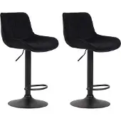 CLP 2er Set Barhocker Lentini Samt schwarz schwarz
