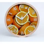 Tulup Holzuhr 25fi cm wanduhr - weiße Spitzen - Orangenhälften
