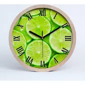 Tulup Holzuhr 25fi cm wanduhr - schwarze Spitzen - Limette