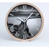 Tulup Holzuhr 25fi cm wanduhr - weiße Spitzen - Steiniger Strand