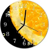 Tulup Glasuhr Wanduhr Küchenuhr Echt-Glas 30fi cm Zitrone gelb