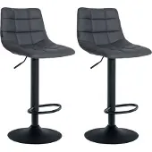 CLP 2er Set Barhocker Jerry Kunstleder schwarz grau