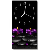 Tulup Glasuhr Wanduhr Küchenuhr Echt-Glas 30x60 Kerze Steine Mehrfarbig
