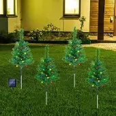 Fiqops Faziango Solar Weihnachtsbaum Bodeneinstecklicht 1-zu-4 4W 8 Leuchtmodi