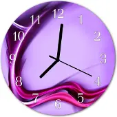 Tulup Glasuhr Wanduhr Küchenuhr Echt-Glas 30fi cm Abstrakt violett