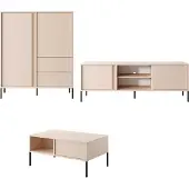 Meble Laski Wohnzimmer-Set Wohnwand Dast 3-teilig beige