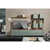 Innostyle Wohnwand >Ina< in Grün, Holzwerkstoff - 280x185x44cm (BxHxT)