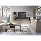 Lomadox Wohnzimmer Set 3-teilig grifflos in beige mit anthrazit, SELCE-83