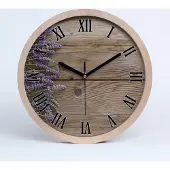 Tulup Holzuhr 30fi cm wanduhr - schwarze Spitzen - Lavendel auf Holz