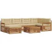 vidaXL Outdoor-Sofagarnitur 7 stk. Natur und Beige