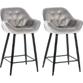 CLP 2er Set Barhocker Gibson Samt grau