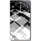 Tulup Glasuhr Wanduhr Küchenuhr Echt-Glas 30x60 Glaswürfel Mehrfarbig