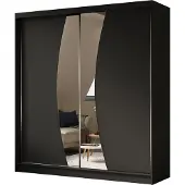 Masseno Schiebetürenschrank VOCE 200 cm Kleiderschrank Schlafzimmer Schrank 2-türig mit Spiegel Schwarz