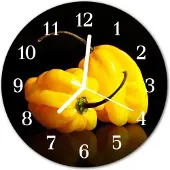 Tulup Glasuhr Wanduhr Küchenuhr Echt-Glas 30fi cm Paprika gelb