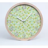 Tulup Holzuhr 25fi cm wanduhr - weiße Spitzen - geometrischer Hintergrund