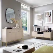 Lomadox Wohnzimmermöbel Set beige, Fußgestell goldfarben, MALAGA-160, 2-teilig