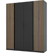 Masseno Drehtürenschrank CAGLIARI 200 cm Kleiderschrank Schlafzimmer Schrank 4-türig Schwarz