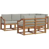 vidaXL Outdoor-Sofagarnitur mit Kissen 7 pcs Natürlich und Hellgrau