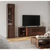 Feldmann-Wohnen Wohnwand Collodi Wohnzimmer-Set 2-teilig Wildeiche Tabak Massivholz geölt Ausführung wählbar