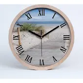 Tulup Holzuhr 30fi cm wanduhr - schwarze Spitzen - Strand
