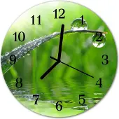 Tulup Glasuhr Wanduhr Küchenuhr Echt-Glas 30fi cm Tropfen Tau grün