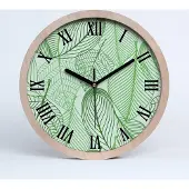 Tulup Holzuhr 25fi cm wanduhr - schwarze Spitzen - Blätter-Muster