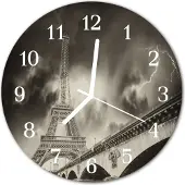 Tulup Glasuhr Wanduhr Küchenuhr Echt-Glas 30fi cm Paris grau