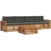 vidaXL Outdoor-Sofagarnitur 5 Stk. Natur und Anthrazit