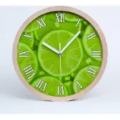 Tulup Holzuhr 30fi cm wanduhr - weiße Spitzen - Limette