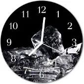 Tulup Glasuhr Wanduhr Küchenuhr Echt-Glas 30fi cm Eiswürfel schwarz-weiß