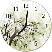 Tulup Glasuhr Wanduhr Küchenuhr Echt-Glas 30fi cm Baum grün