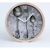 Tulup Holzuhr 25fi cm wanduhr - weiße Spitzen - Besteck