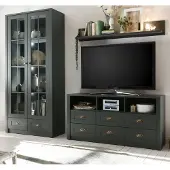 Furn.Design Wohnwand "Forres" 3-teilig grün Landhaus Schrankwand 240 x 198
