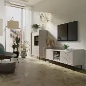 Lomadox Wohnwand in sandbeige, mit Sideboard & Highboard - GORICA-133