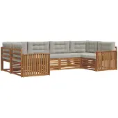 vidaXL Outdoor-Sofagarnitur 6 Stk. Natürlich und Hellgrau