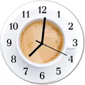 Tulup Glasuhr Wanduhr Küchenuhr Echt-Glas 30fi cm Kaffee Tasse beige weiß