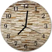Tulup Glasuhr Wanduhr Küchenuhr Echt-Glas 30fi cm Klinker braun