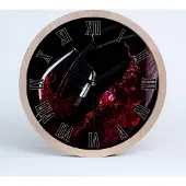 Tulup Holzuhr 20fi cm wanduhr - schwarze Spitzen - Rotwein