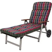 Kettler Auflage Rollliege Kreta 8699 extrabreit rot-blau-grün kariert 200x65x8 cm KETTtex