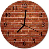 Tulup Glasuhr Wanduhr Küchenuhr Echt-Glas 30fi cm Ziegel Mauer rot