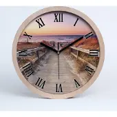 Tulup Holzuhr 20fi cm wanduhr - schwarze Spitzen - Weg zum Strand