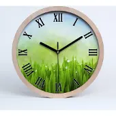Tulup Holzuhr 20fi cm wanduhr - schwarze Spitzen - Gras