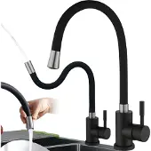 Delvant FLEX Küchenarmatur Wasserhahn Küche mit Flexibler Auslauf Schwarz
