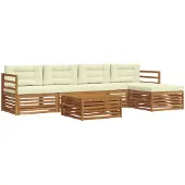 vidaXL Outdoor-Sofagarnitur 6 stk. Natur und Creme
