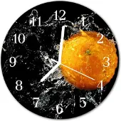 Tulup Glasuhr Wanduhr Küchenuhr Echt-Glas 30fi cm Orange orange