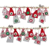 Papierdrachen Adventskalender Stoffsäckchen zum Basteln & Befüllen Rot-Grün
