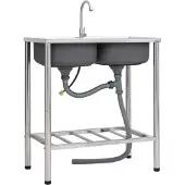 vidaXL "im Angebot" Camping-Spüle mit Doppelbecken und Wasserhahn Edelstahl - Spülen CC963