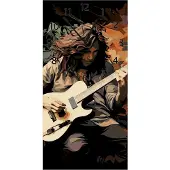Wallario Design Wanduhr Gitarrensolo aus Echtglas, Größe 30 x 60 cm