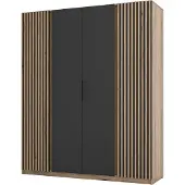 Masseno Drehtürenschrank CAGLIARI 200 cm Kleiderschrank Schlafzimmer Schrank 4-türig Goldfarben