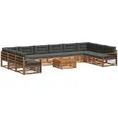 vidaXL Sofagarnituren 11 stk. Natur und Anthrazit Massivholz Akazie